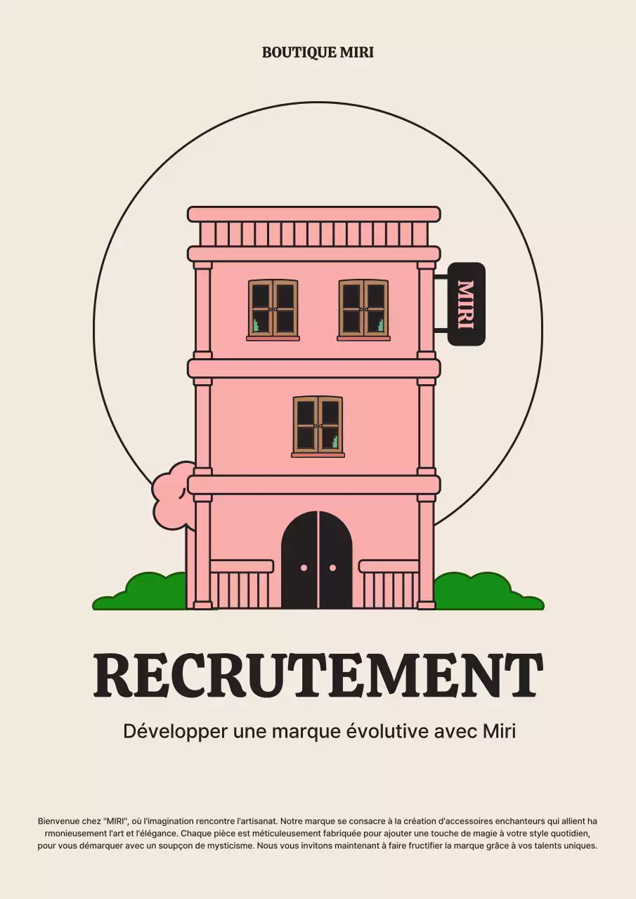 Concept de bâtiment beige et rose - offres d'emploi de marque