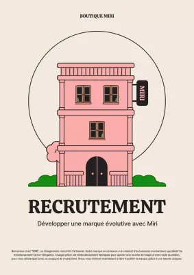 Concept de bâtiment beige et rose - offres d'emploi de marque
