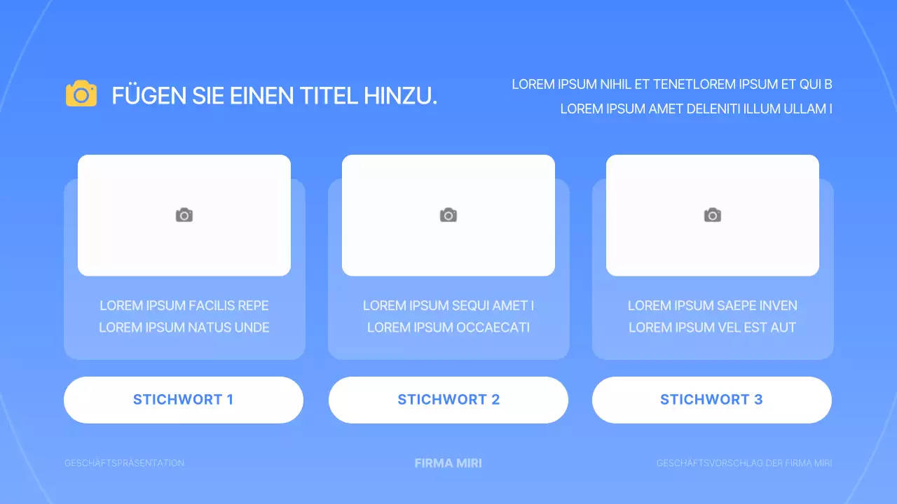 Eine einfache Geschäftspräsentation in Blau und Gelb