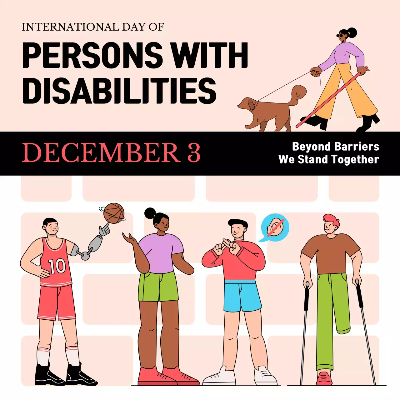 Beige Modern Disability Announcement Social Media Post