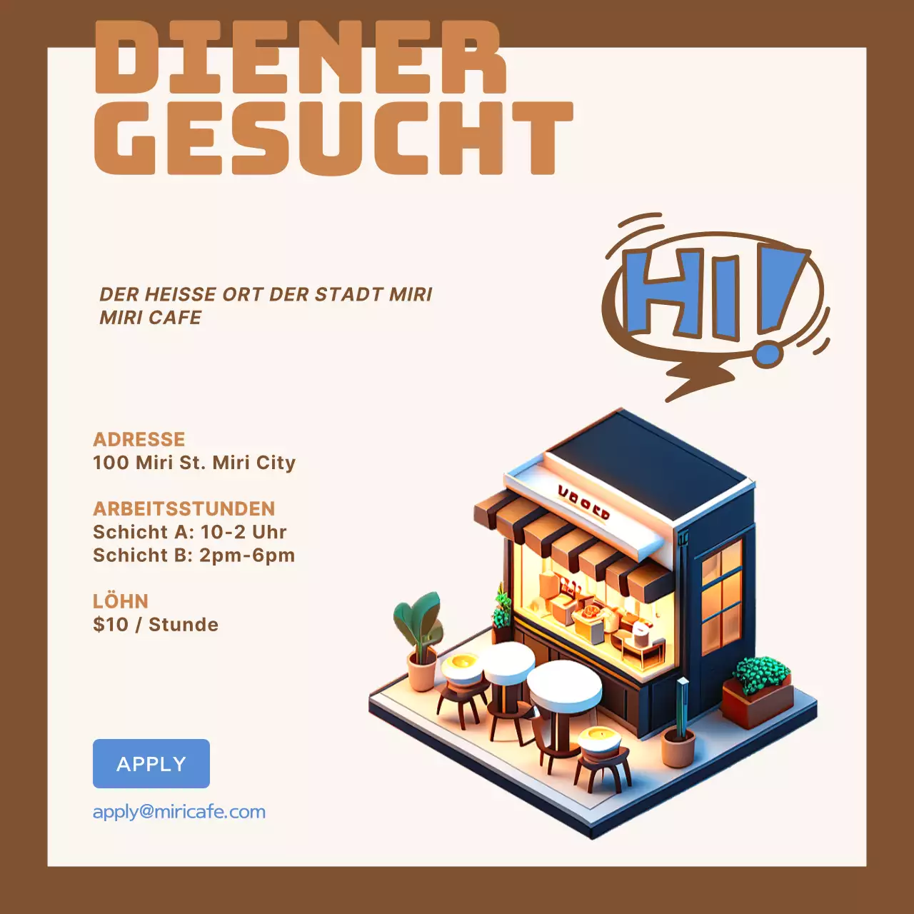 Eine saubere, beige-braune Stellenausschreibung für Barista