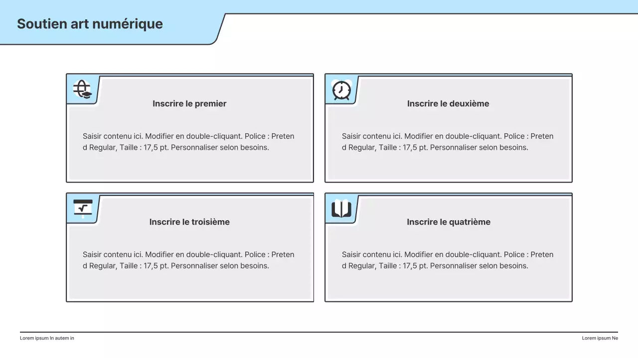 Une proposition politique avec une illustration claire en bleu clair et une forme de point d'indice.