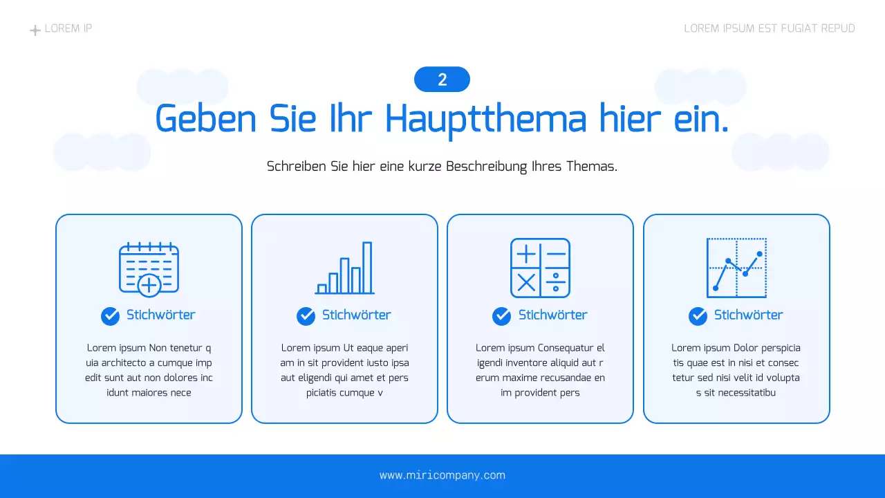 Ein einfacher Geschäftsplan in Hellblau und Blau