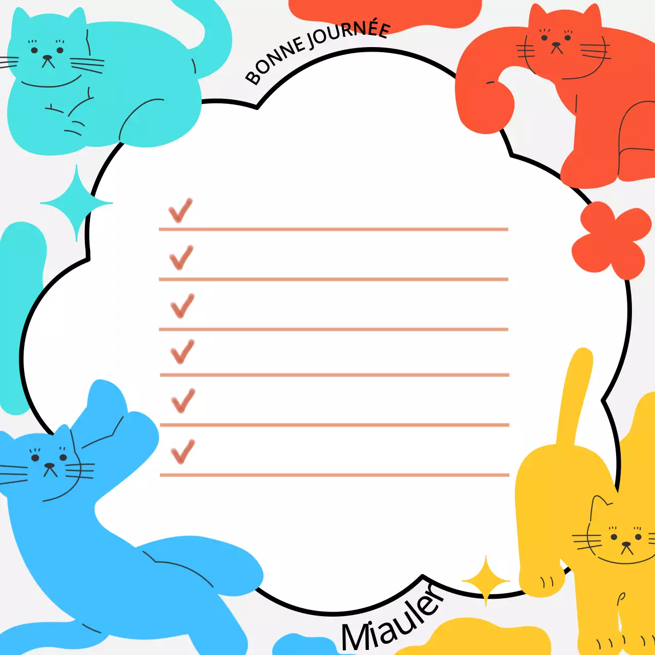 Post-it avec des images de chats colorés