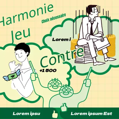 Publicité pour un jeu d'équilibre vert kitsch