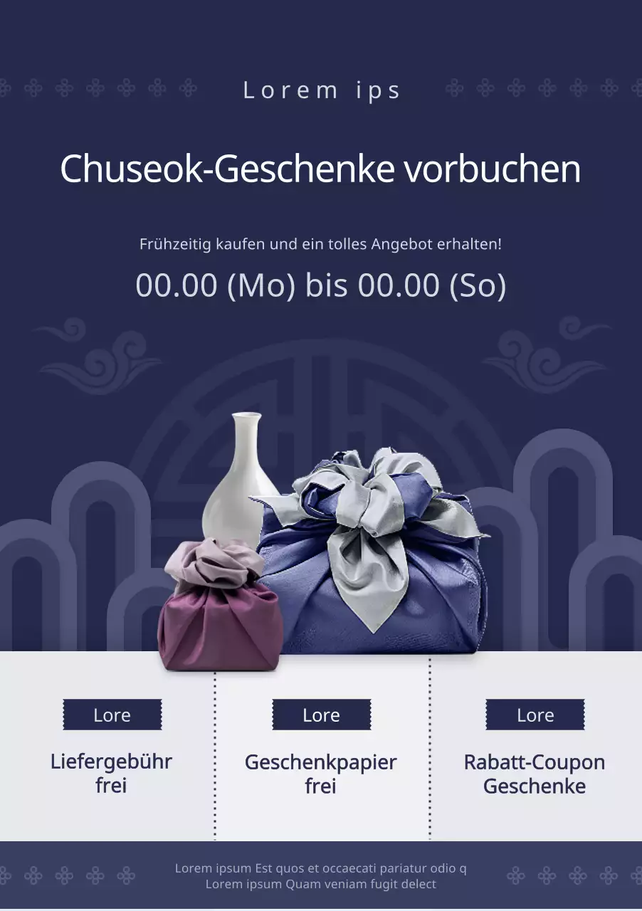 Vorbestellung von Weihnachtsgeschenken in traditionellem Marineblau