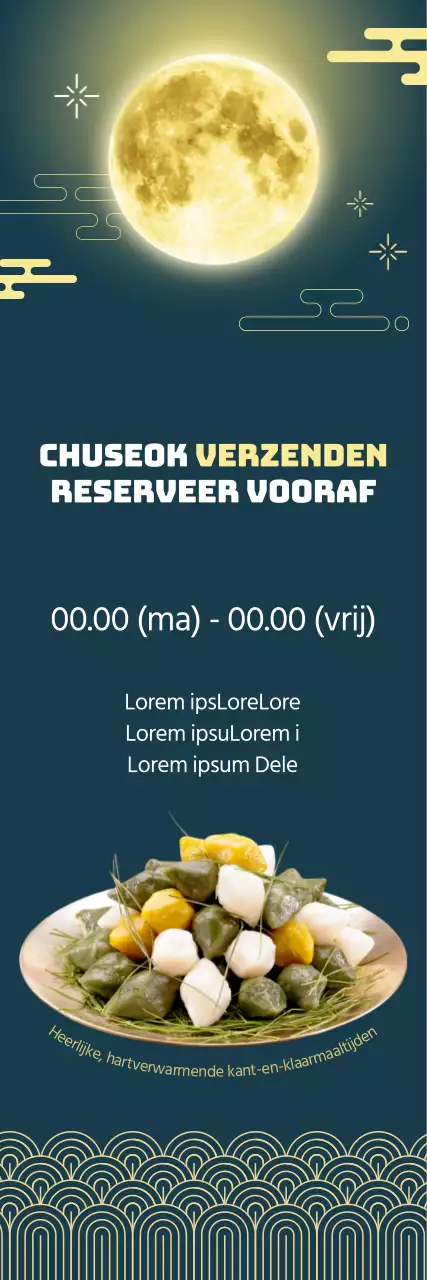 Obon voedselevenement met een luxe donkergroene achtergrond en gele traditionele illustraties