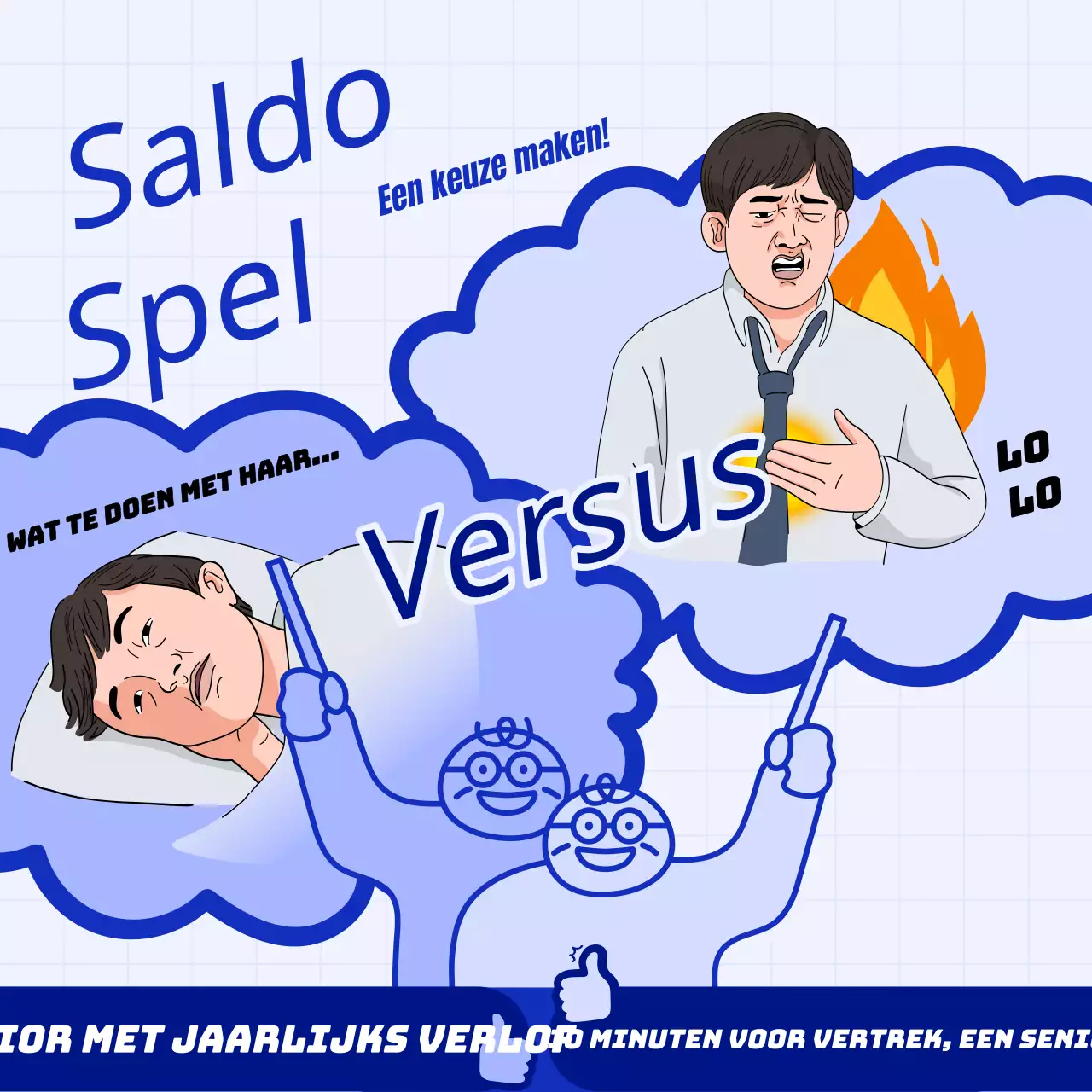 Blauwe, kitscherige advertenties voor balansspellen