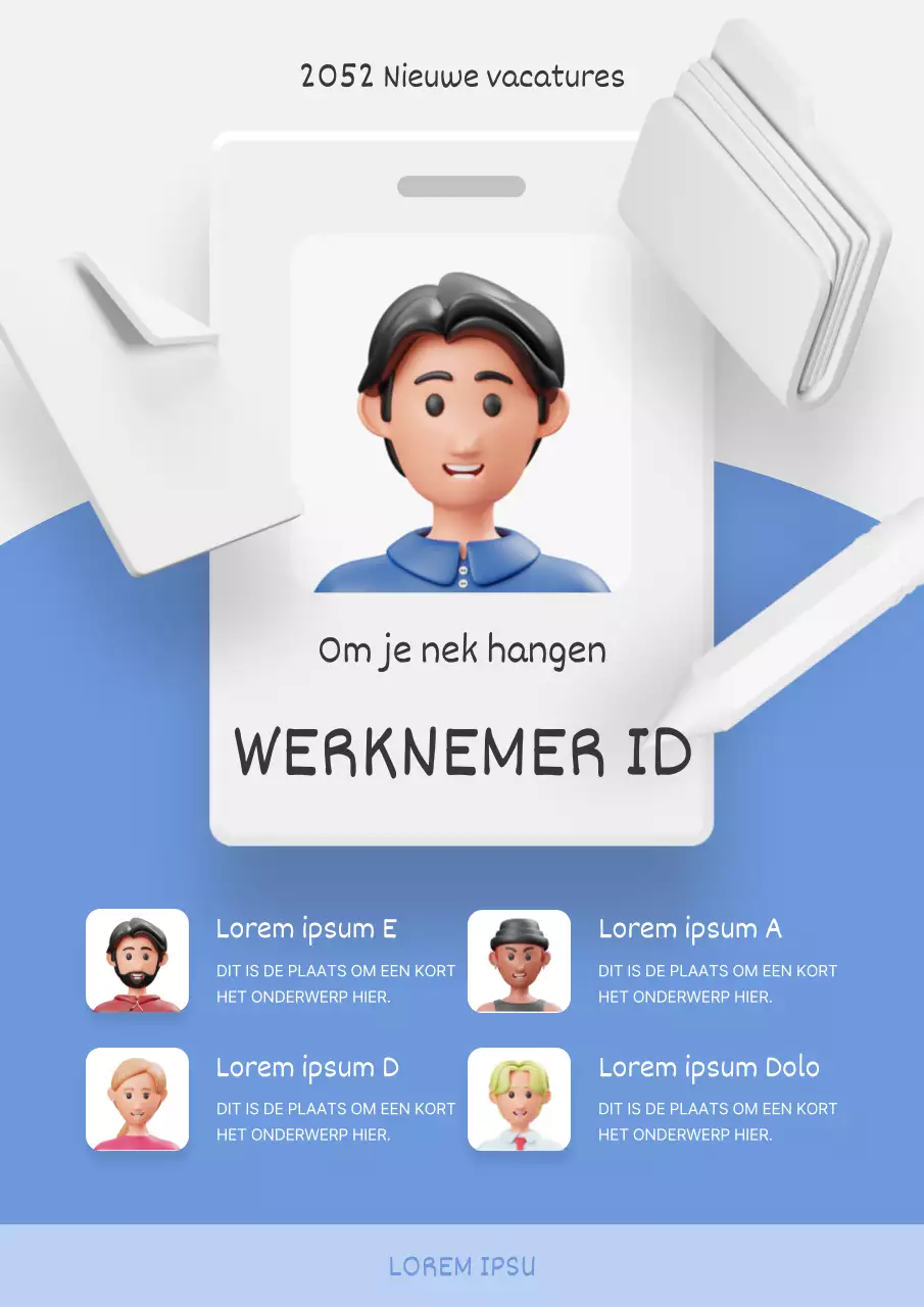 Moderne open vacature in lichtblauw en grijs