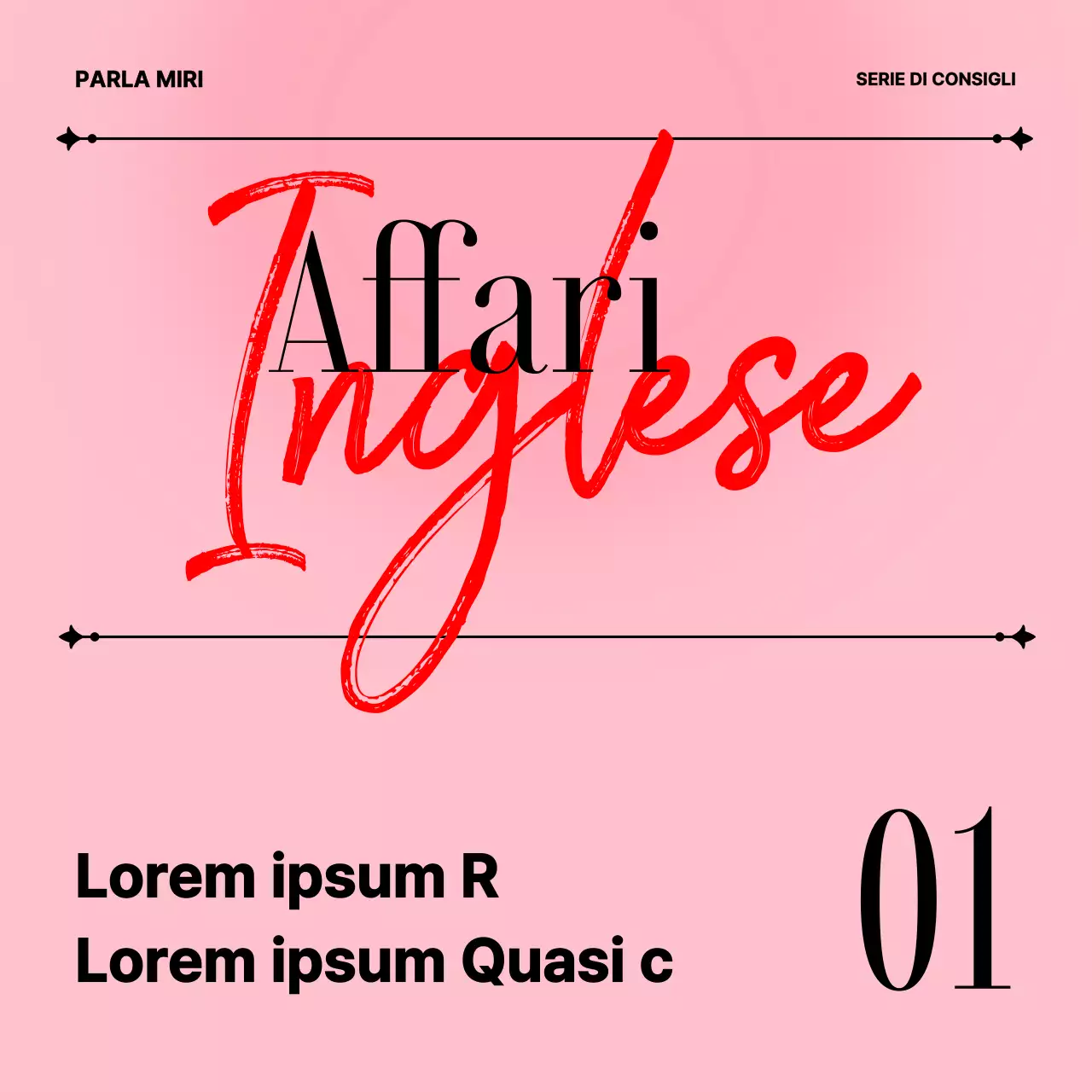 Materiale didattico minimalista per l'inglese commerciale in rosa e bianco