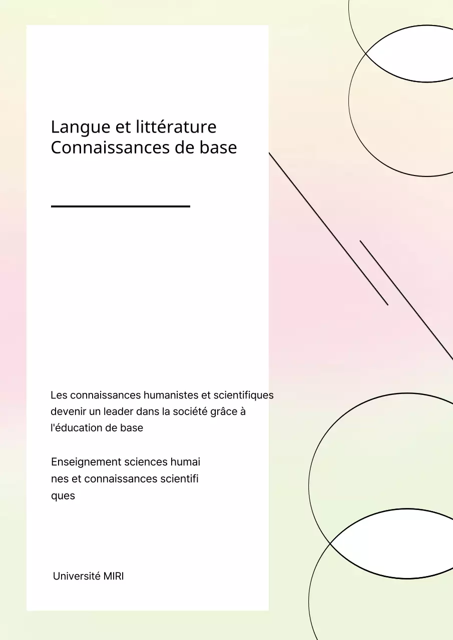 Langue et littérature avec des formes géométriques pastel en dégradé vert clair et rose clair