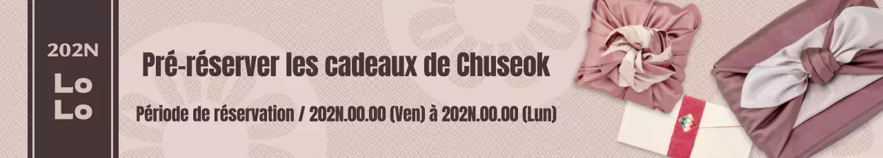 Un guide de pré-réservation festif avec une touche lourde et traditionnelle dans les tons roses et bruns.
