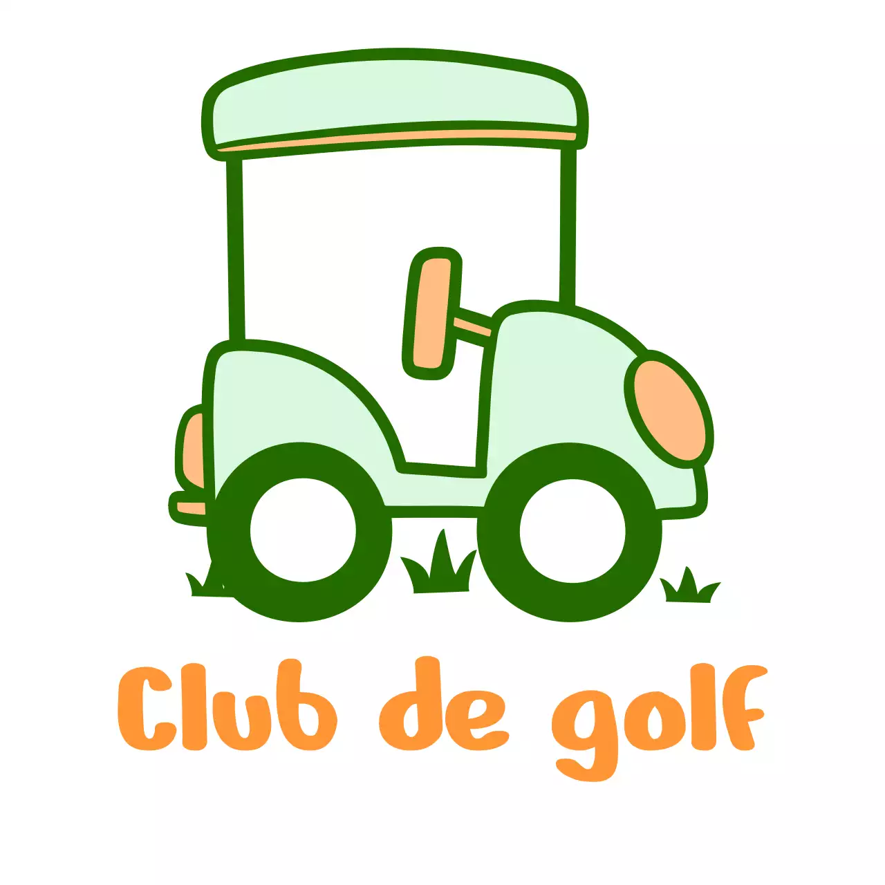 Dedicado a los palos de golf con un simpático concepto de ilustración de oso en verde y naranja