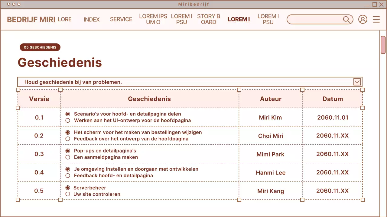 Eenvoudig ontwerp voor webpagina in beige en wit