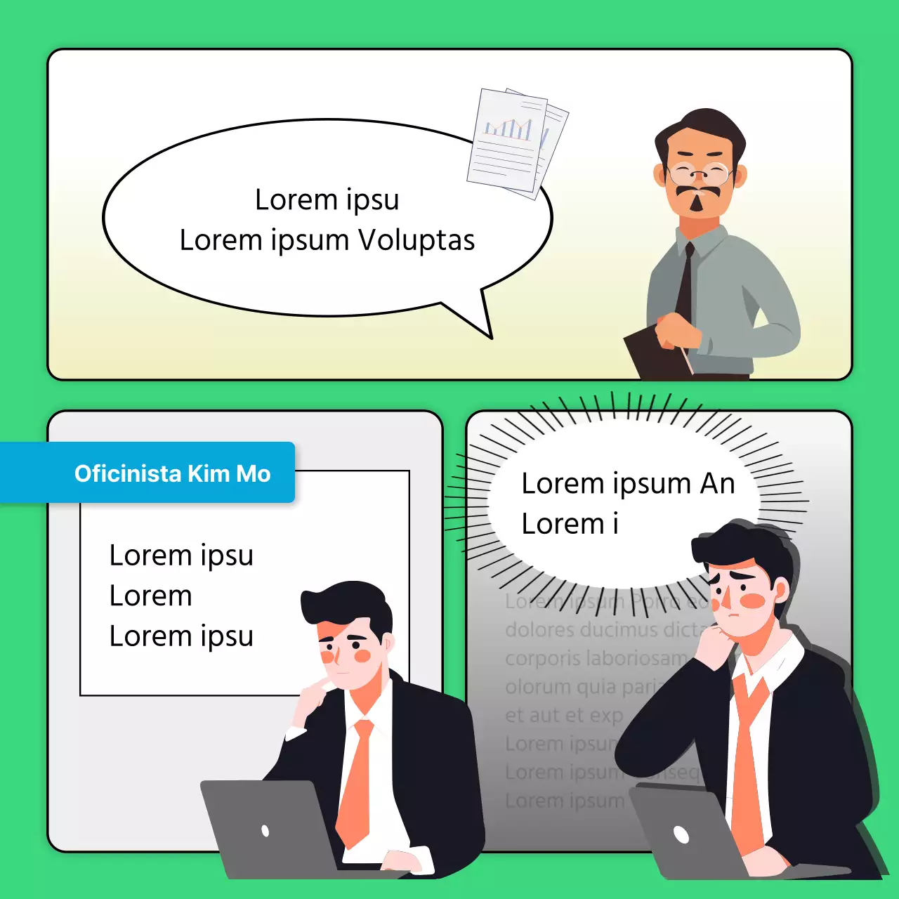 Sencillo anuncio de marketing promocional pre-lienzo en verde y azul