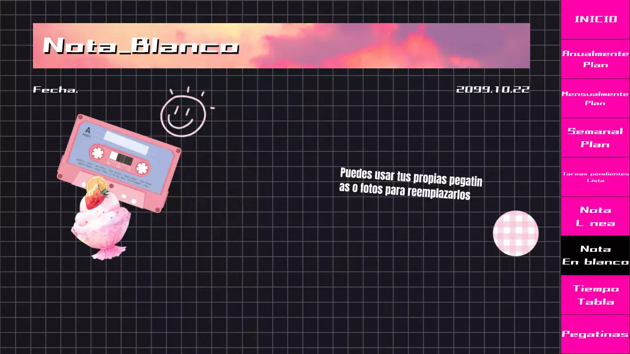 Agenda de animación CityPop en degradado negro y rosa