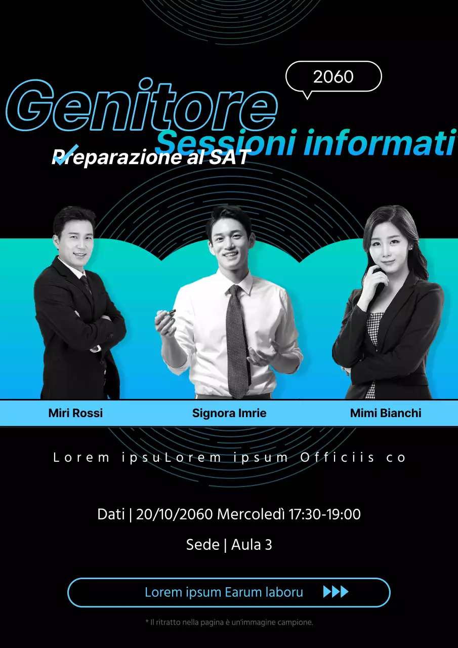 Sessione informativa speciale SAT in nero e azzurro sfumato