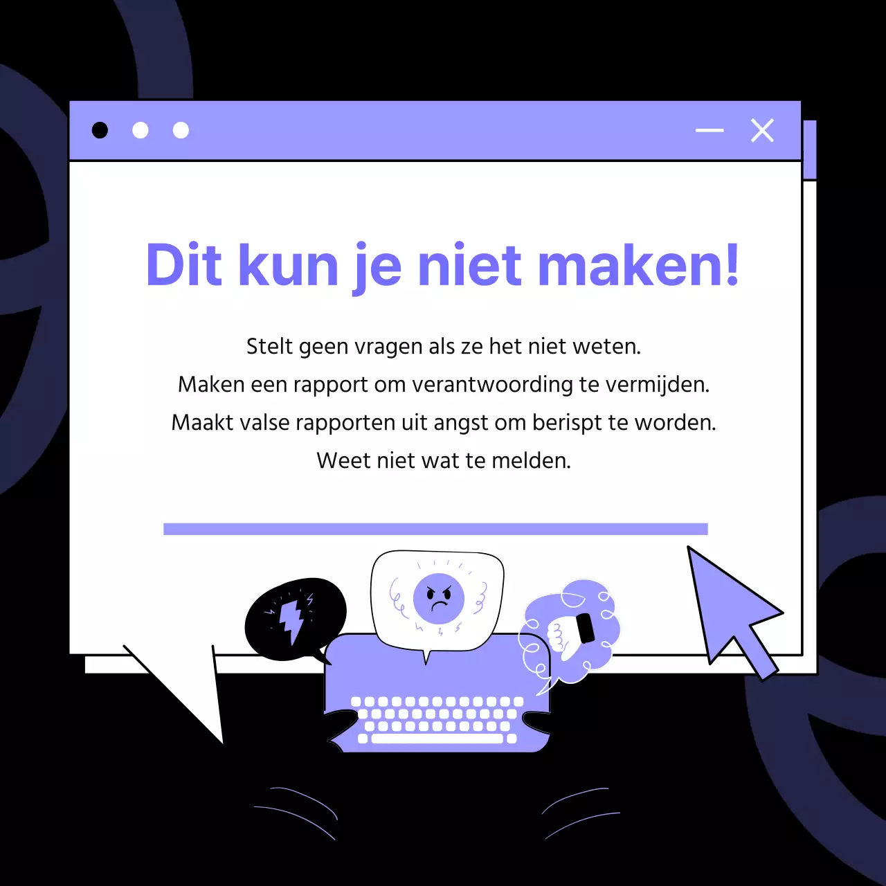 Een mauve-en-zwarte, op pop-art geïnspireerde werk-hackpost