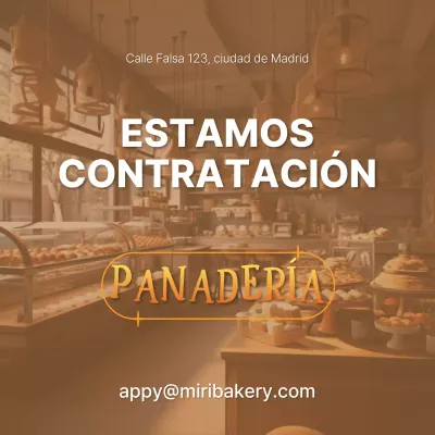 Puesto de trabajo para personal de panadería, marrón y cálido V2