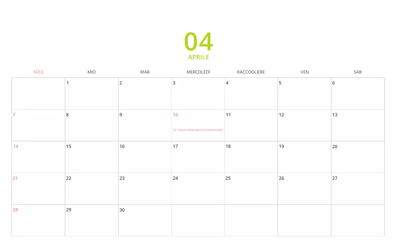 Simpatico calendario da tavolo illustrato verde a tema famiglia