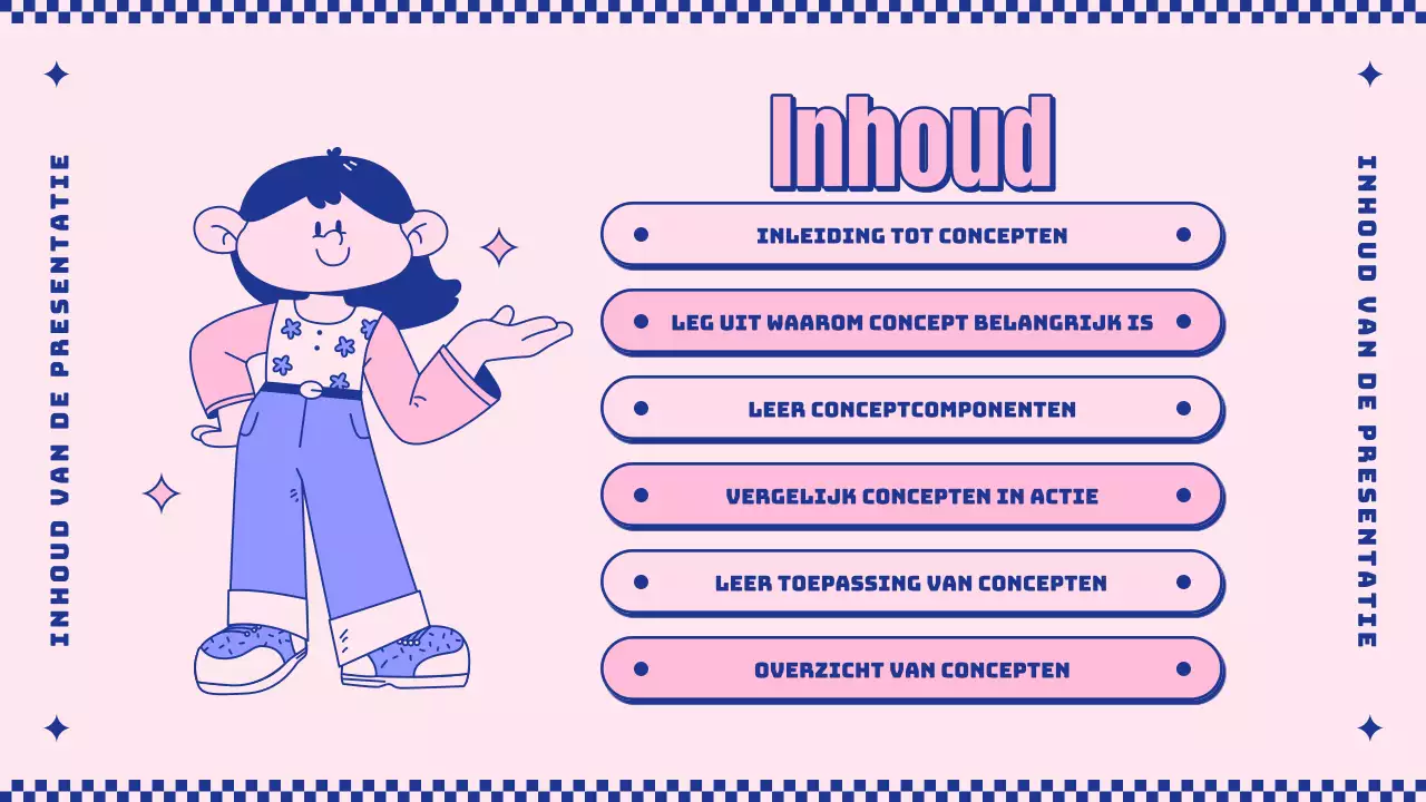 Introduceer het concept van schattige roze en paarse figuurtjes