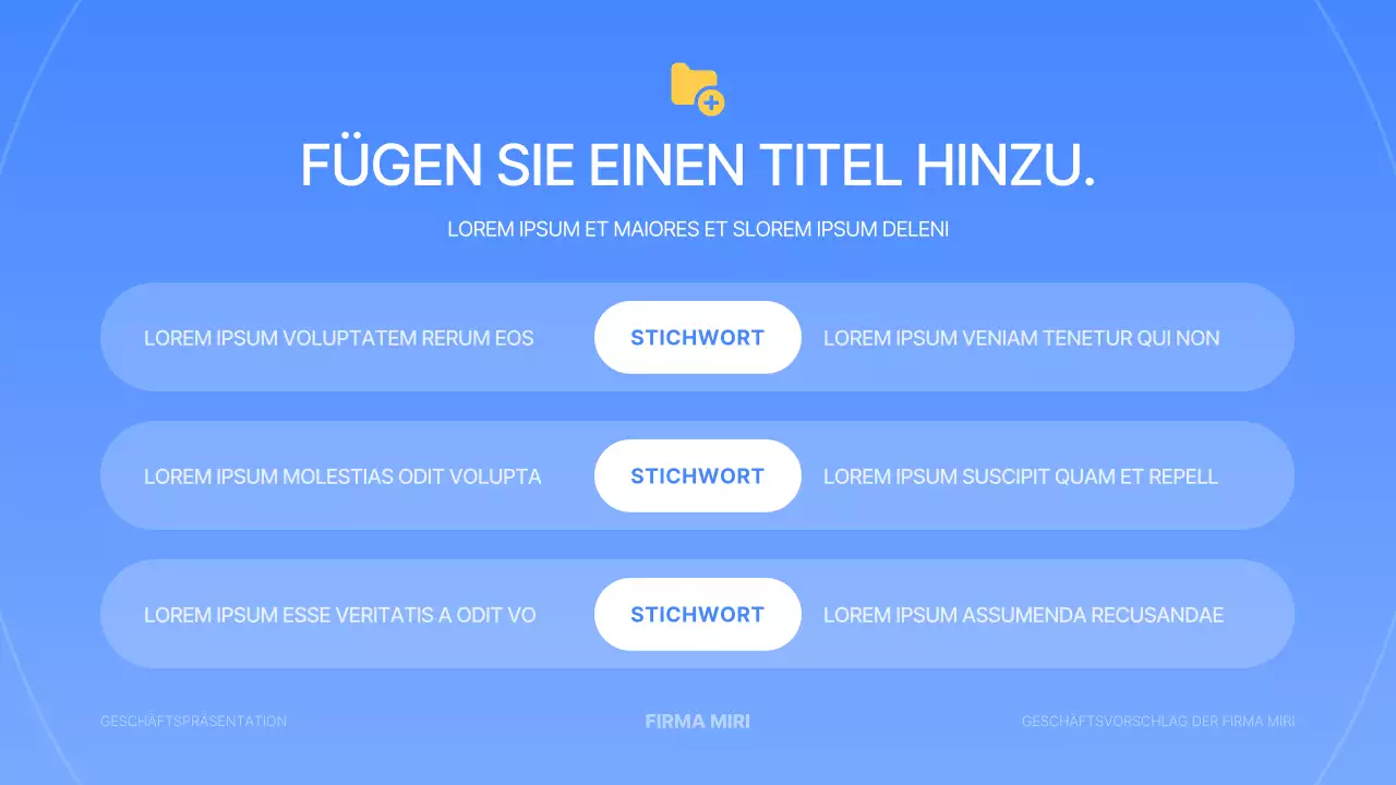 Eine einfache Geschäftspräsentation in Blau und Gelb