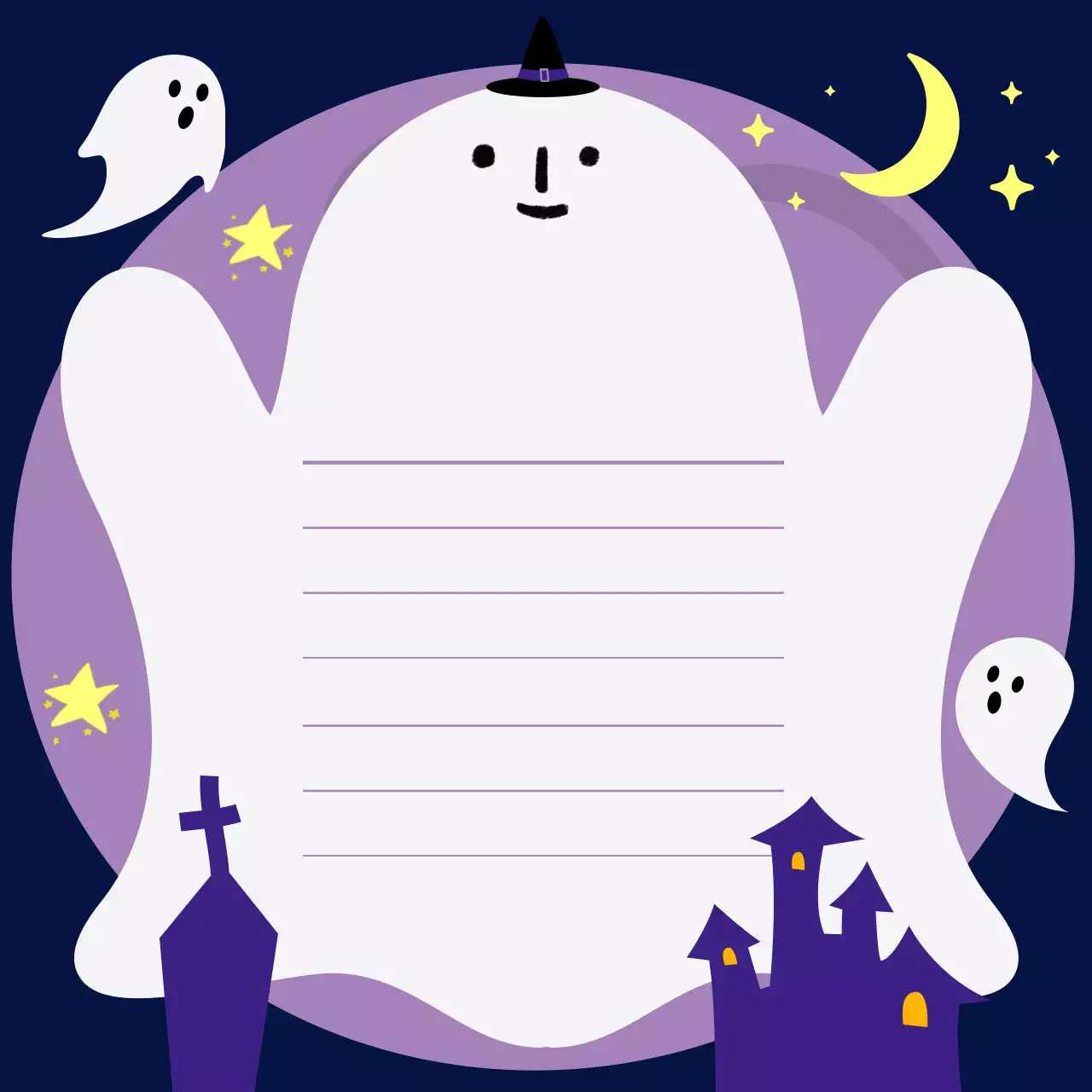 Post-it briefjes met schattige spookfiguurtjes