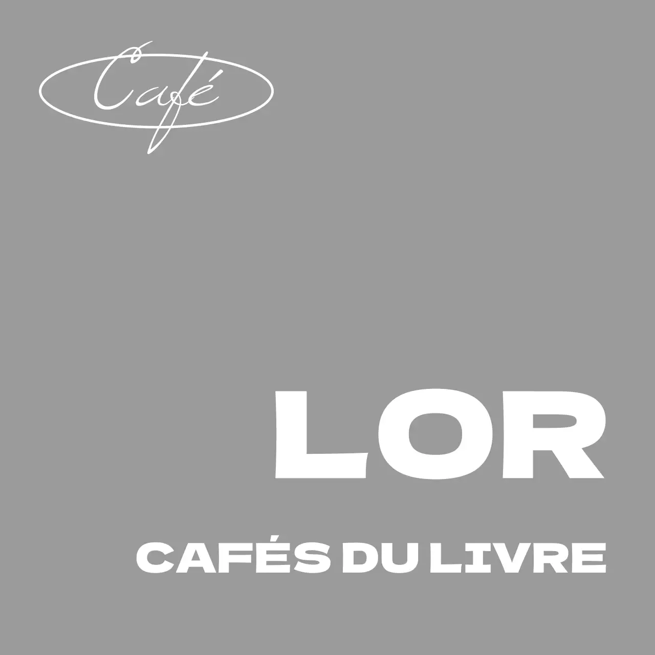 Une enseigne de magasin simple avec un texte en noir et blanc sur un café-livre vintage et des lignes circulaires.