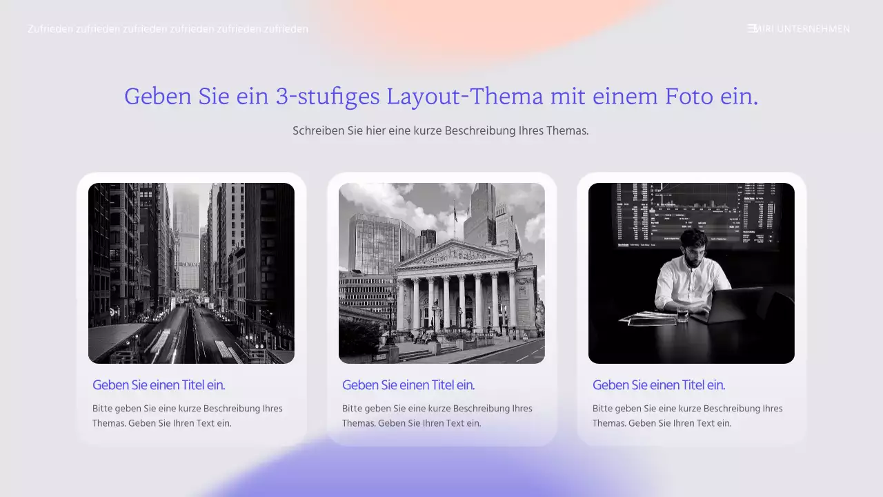 Business-Präsentationsvorlage mit violettem Farbverlauf