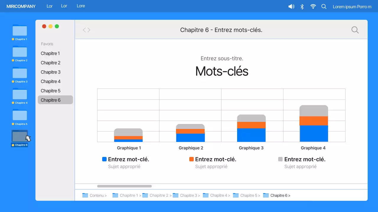 Interface utilisateur d'ordinateur simple en bleu et orange Profil de l'entreprise