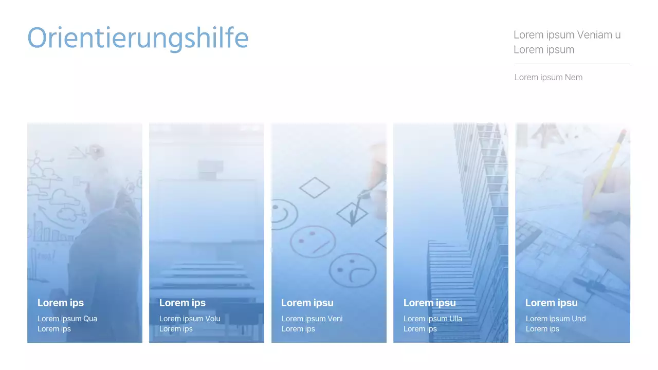 Kursorientierung anhand eines Fotos mit einem hellblauen und weißen Farbverlauf