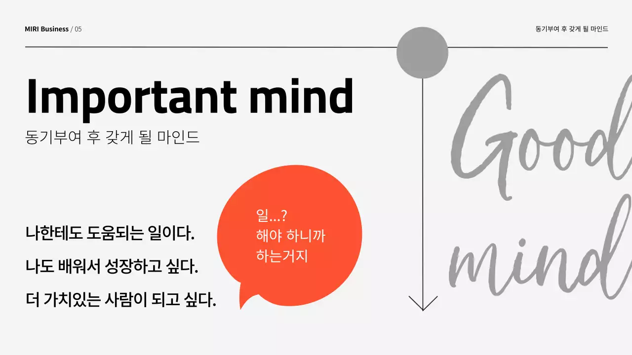 주황색과 회색의 모던한 조직 동기부여 방법 교육자료