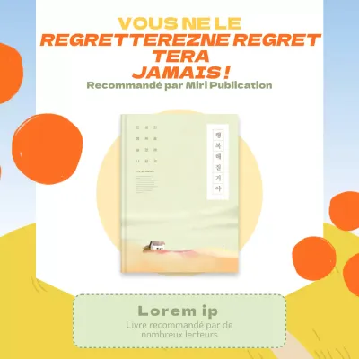 Promotion de la recommandation d'un livre sur fond d'illustration jaune et orange V1