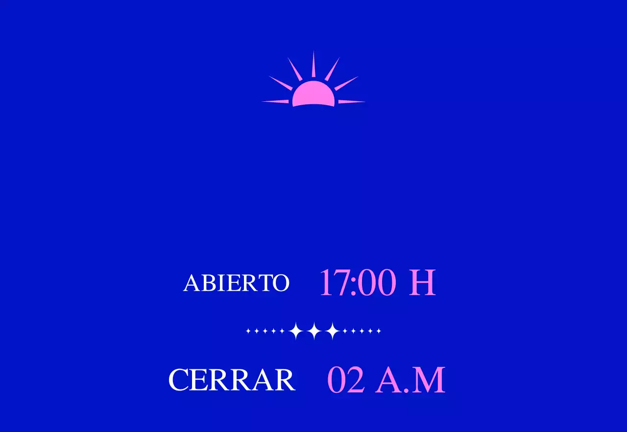 Promocione un bar de cócteles con una ilustración de un sol azul y rosa