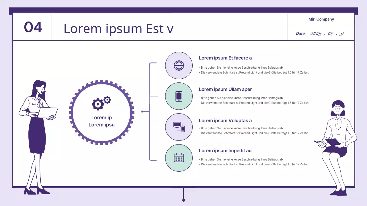 Ein Vorschlag mit lilafarbenen und mintfarbenen Radelementen
