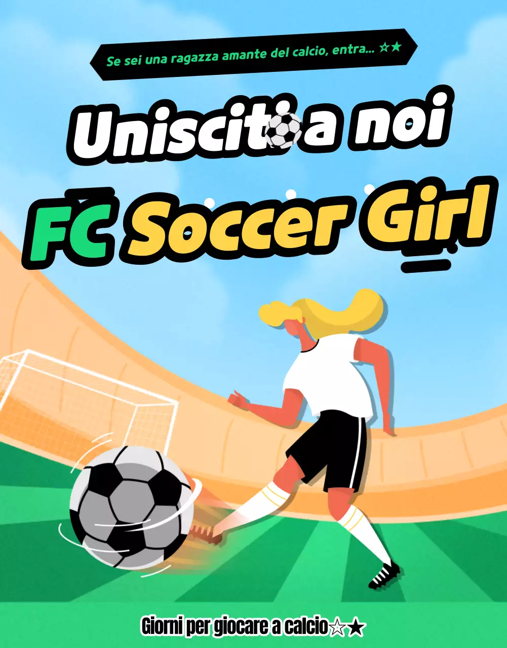 Ingaggio per il calcio femminile con un tocco di verde e giallo