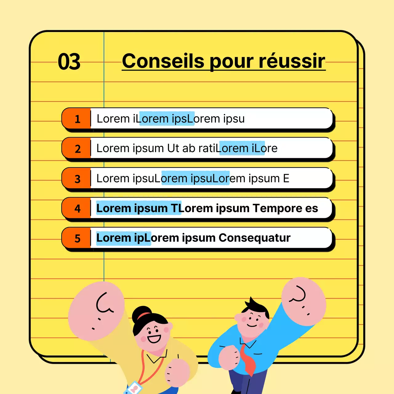 Conseils de base et branchés sur la vie de l'entreprise pour les nouveaux embauchés, en jaune et bleu clair Matériel de formation