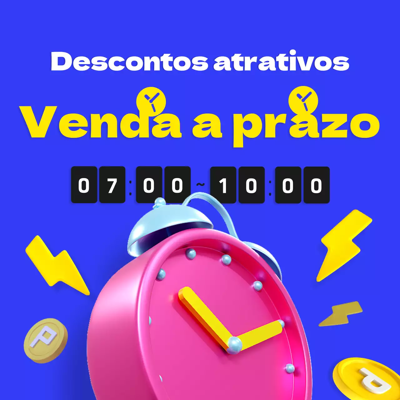 Promover um timesale com um toque de azul e amarelo