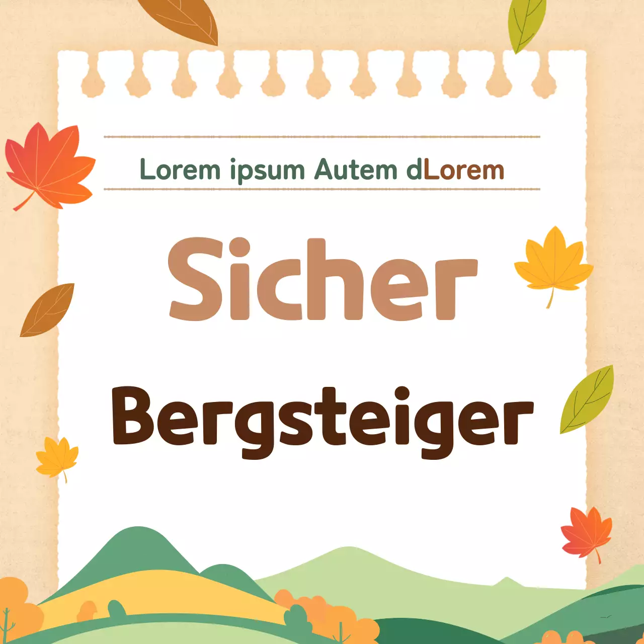 Werben Sie für moderne, einfache Herbstwanderungen in Orange und Beige