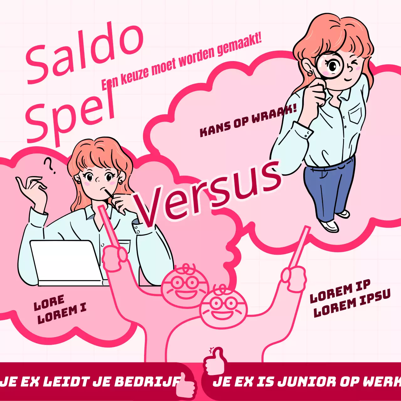 Een kitscherige roze reclame voor evenwichtsspelletjes