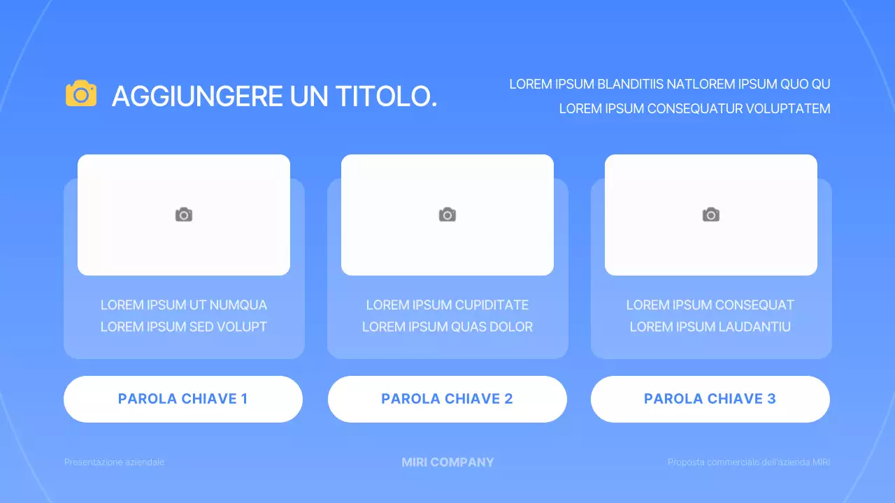 Una semplice presentazione aziendale in blu e giallo