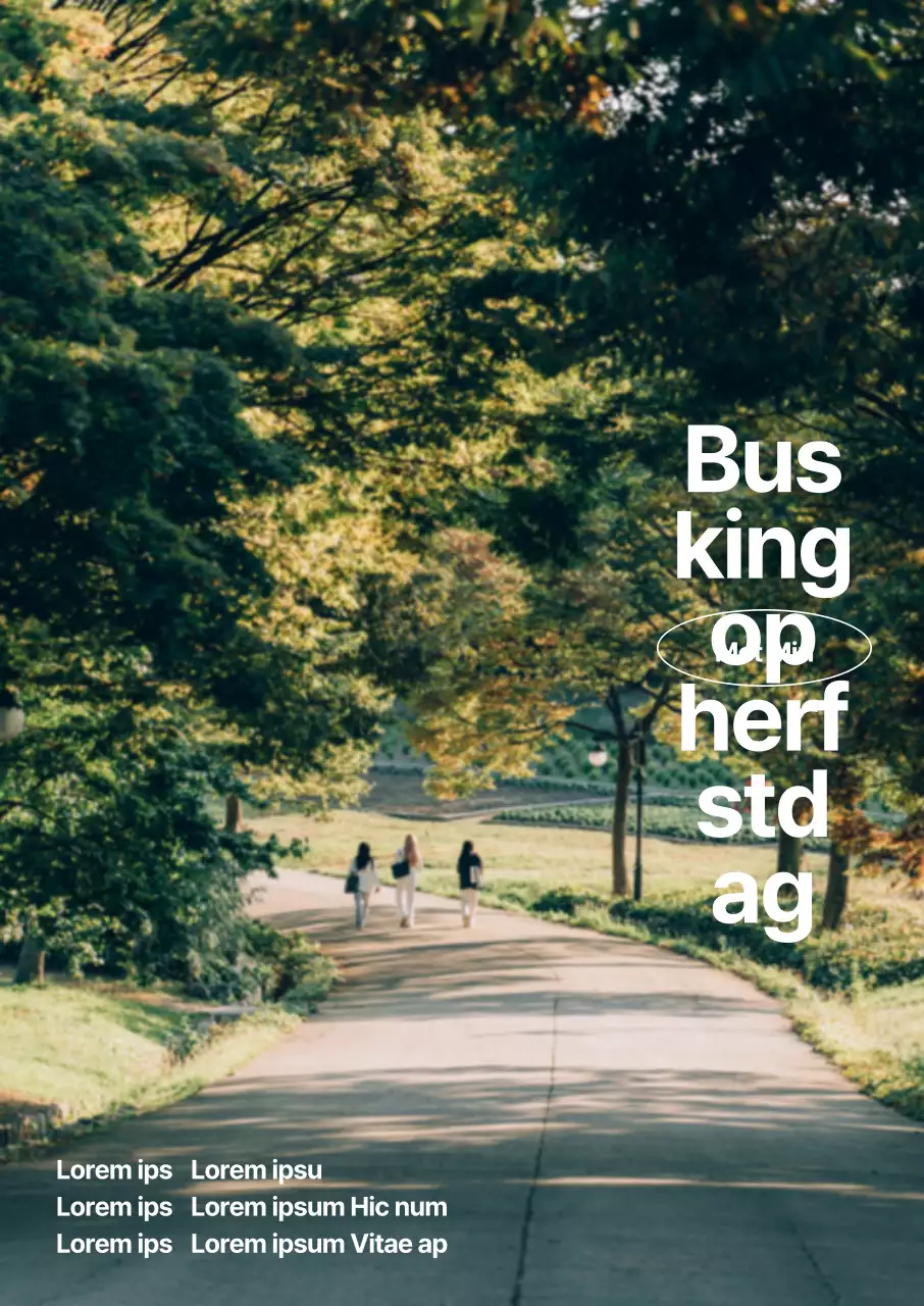 Een herfstachtige voorstelling geaccentueerd met frisse bosfoto's en een gedurfd lettertype.