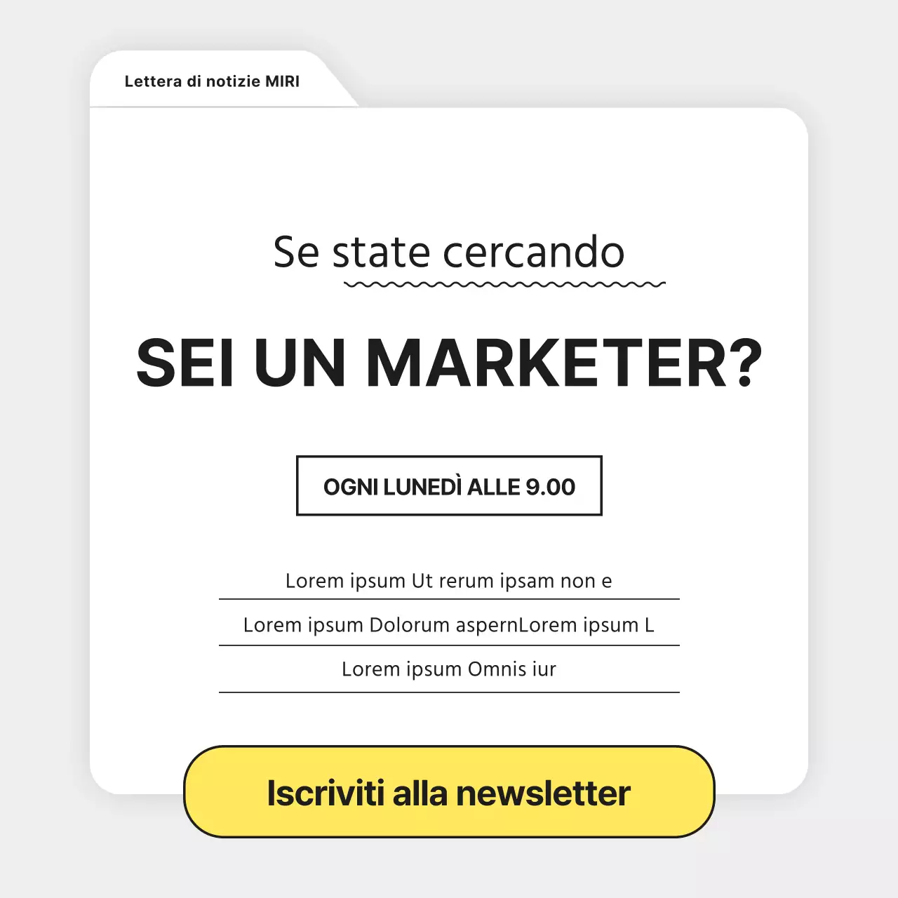 Rapporto di newsletter di marketing semplice e grigio