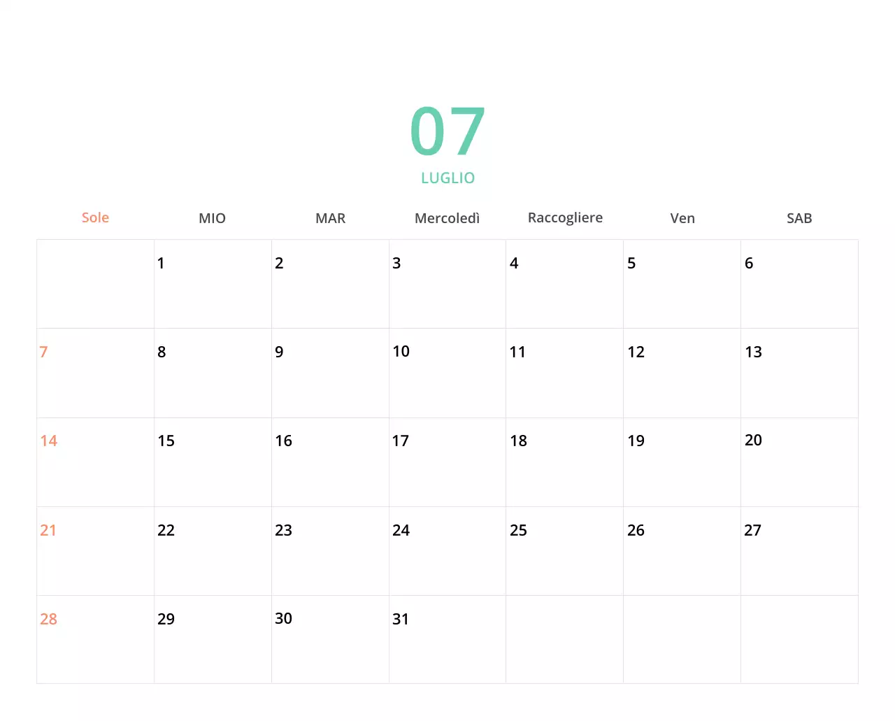 Simpatico calendario da tavolo illustrato verde a tema famiglia