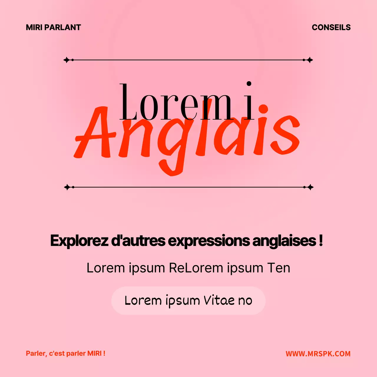 Matériel d'enseignement de l'anglais des affaires minimaliste en rose et blanc