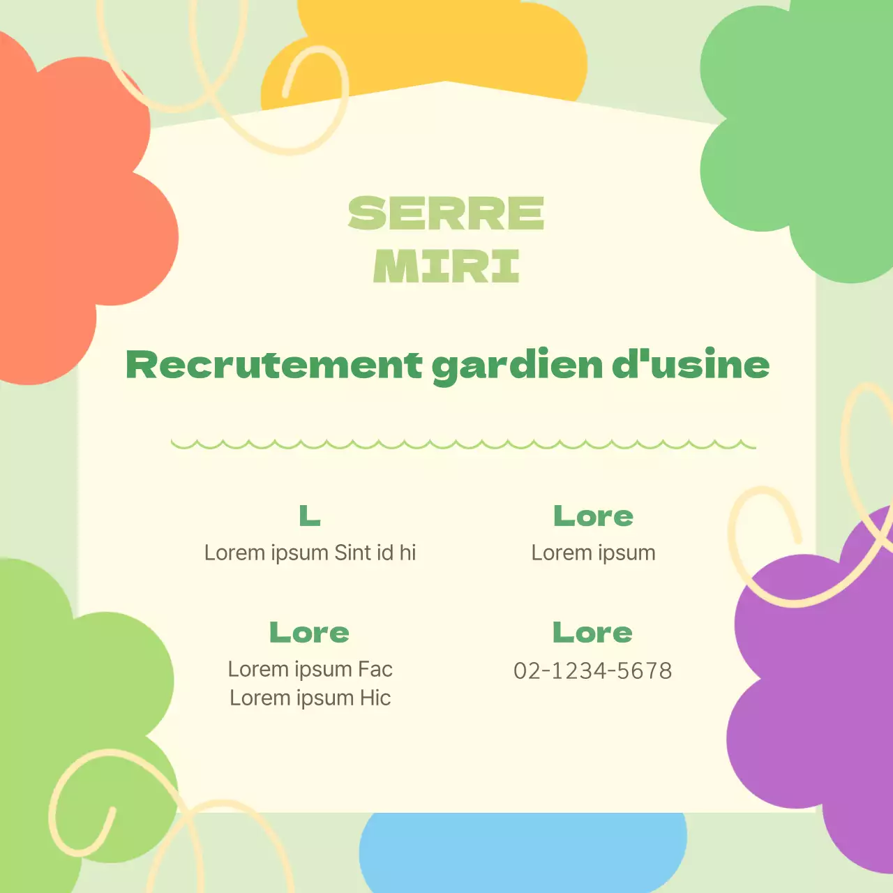 Job Posting V2 avec ornement floral coloré et fond chartreuse