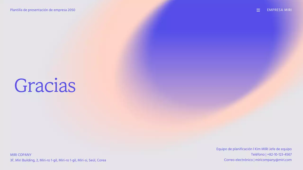 Plantilla de presentación de empresa con degradado violeta