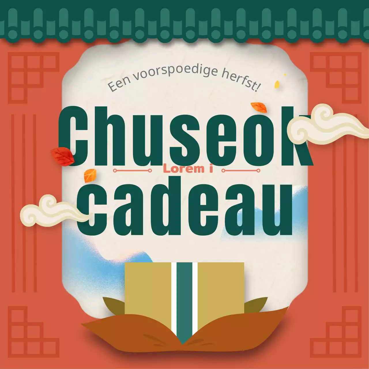 Obon pre-boeking met rode achtergrond en oosters ontwerp