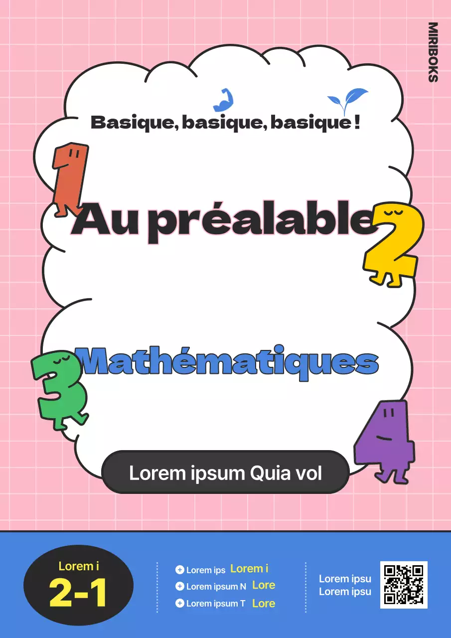 Mignonne couverture de manuel de mathématiques primaire rose et bleu