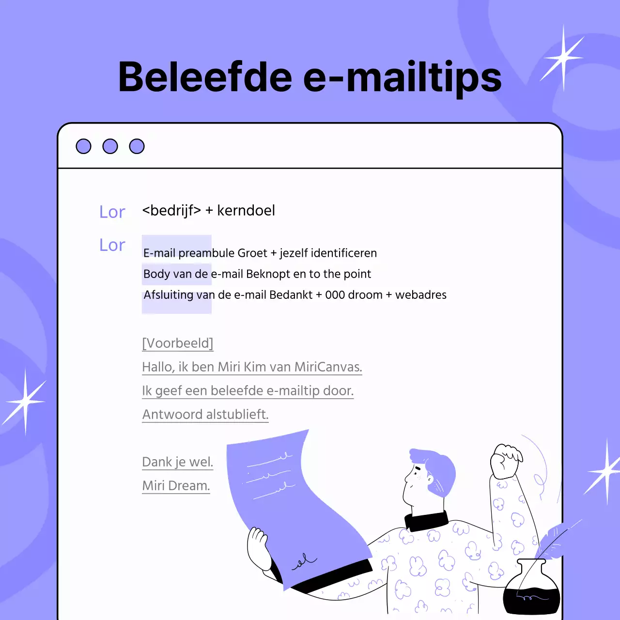 Een mauve-en-zwarte, op pop-art geïnspireerde werk-hackpost